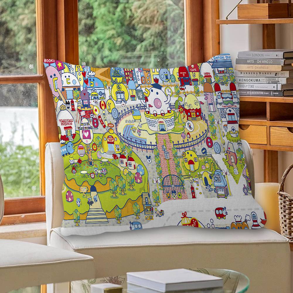 Game Cute Cartoon T-Tamagotchi Pillow Anime Pillow Sofa Bed Head Pillow Cover Cushion Cover 45x45 Cm Fashion