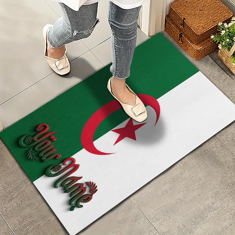 Algeria Flag Custom Name Carpet Rug For Living Room Bedroom Home Sofa Decoration,Kids play Non-slip Floor Mat