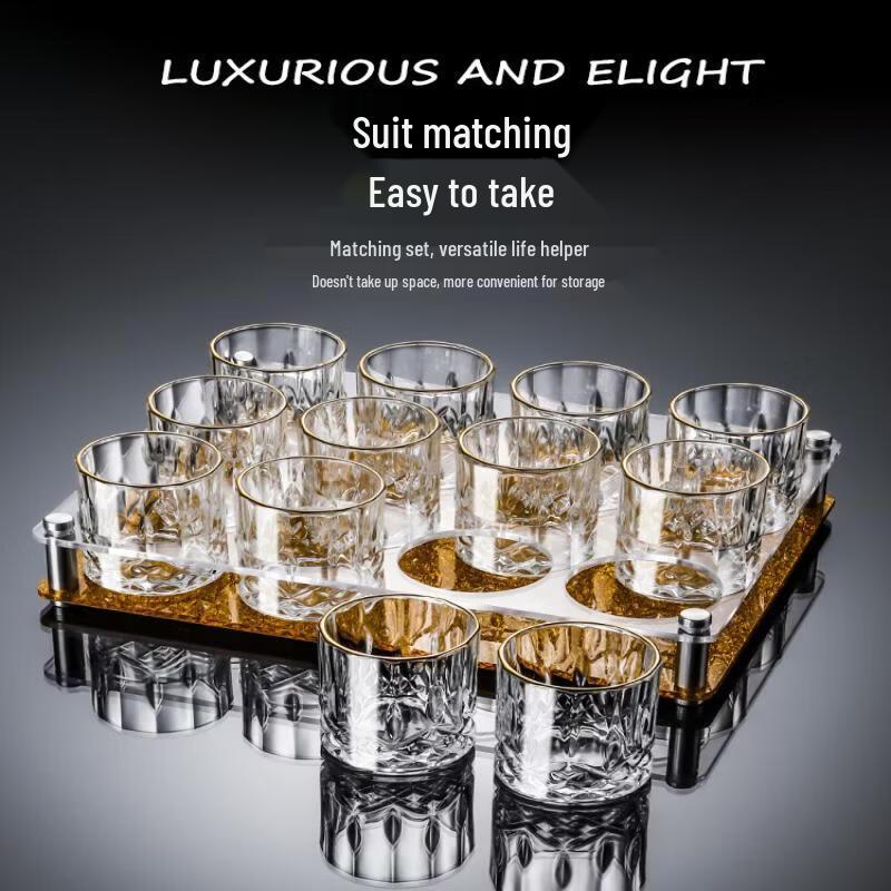 Premium Gold-Rimmed Crystal Baijiu Glass Set
