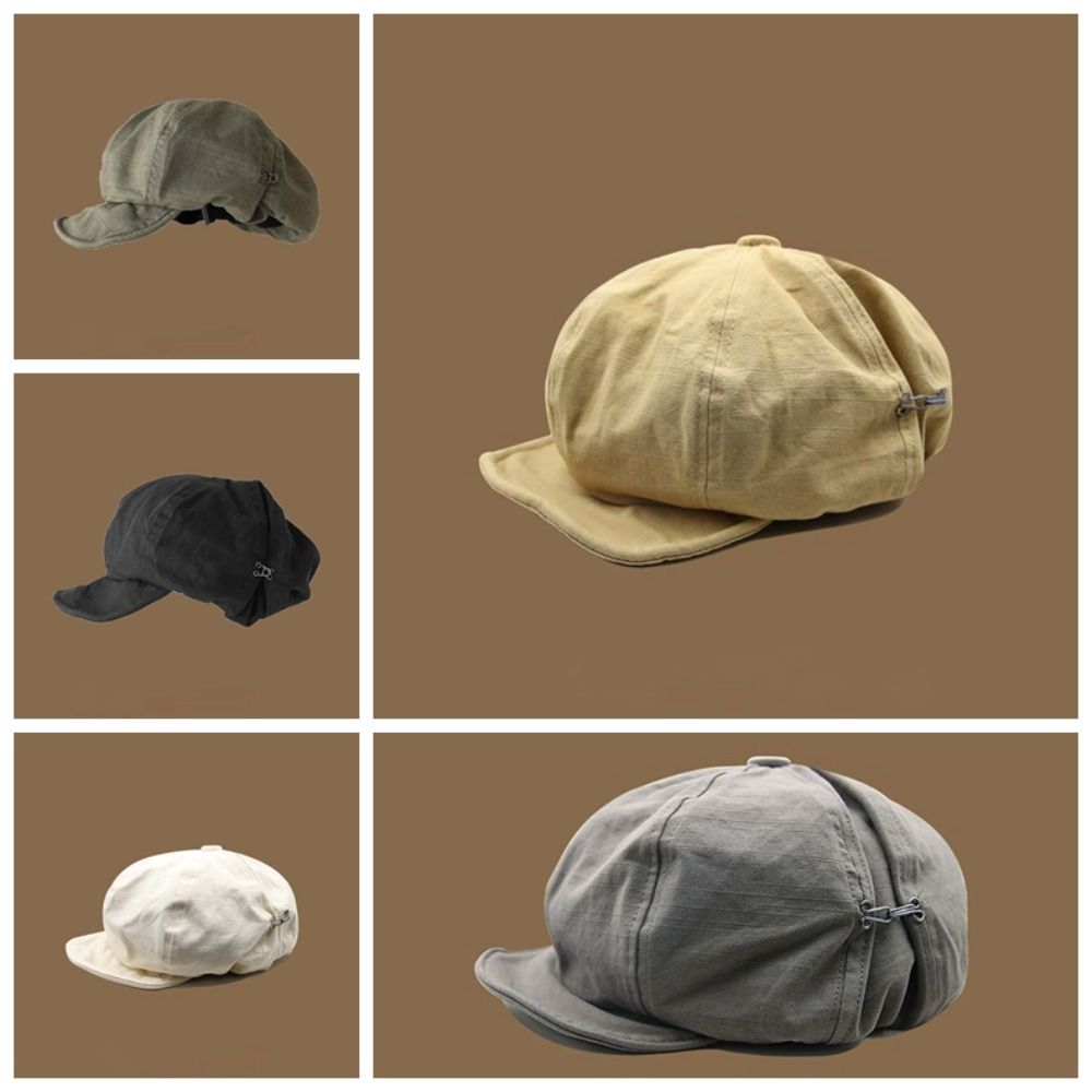 Asymmetric Retro Octagonal Hat Big Head Circumference Women Artist Hat Casual Cloud Beret Cap  Men