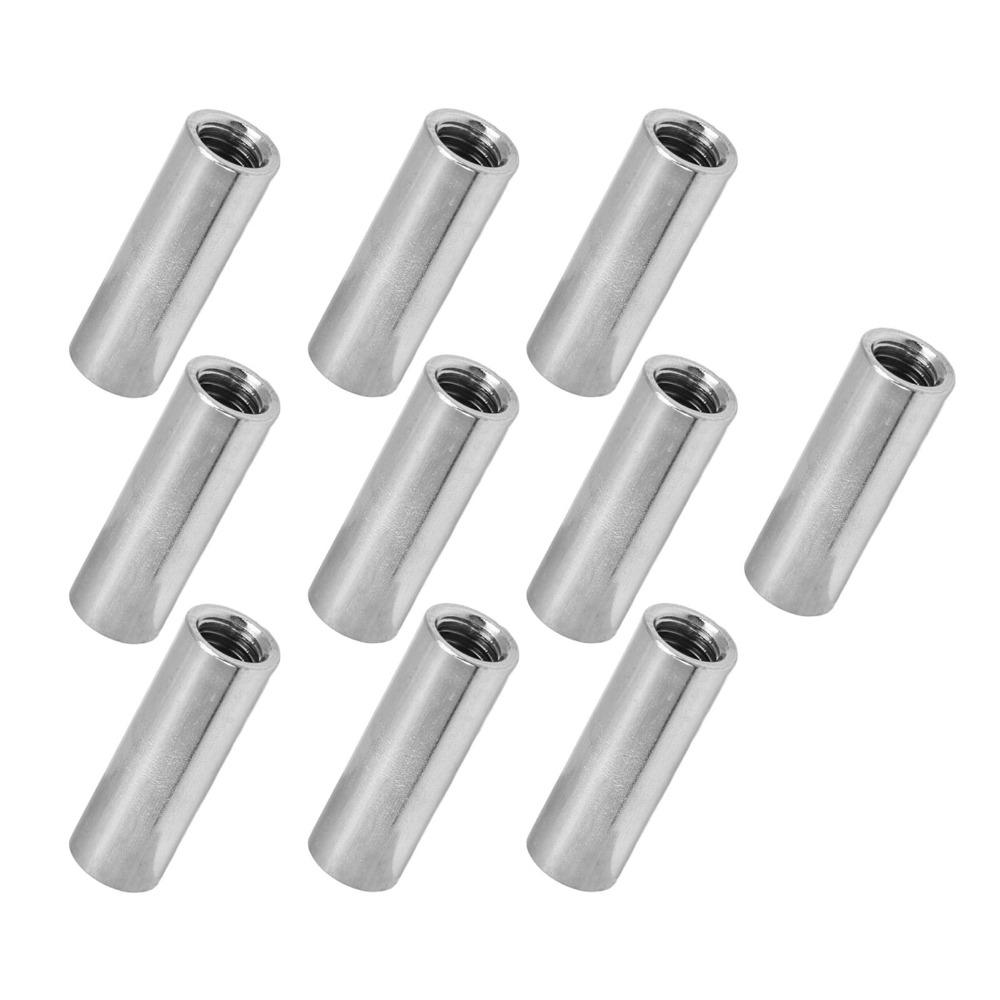 10pcs Round Shape Round Rod Connector Female Thread Fully Threaded Nut Mechanical Jo