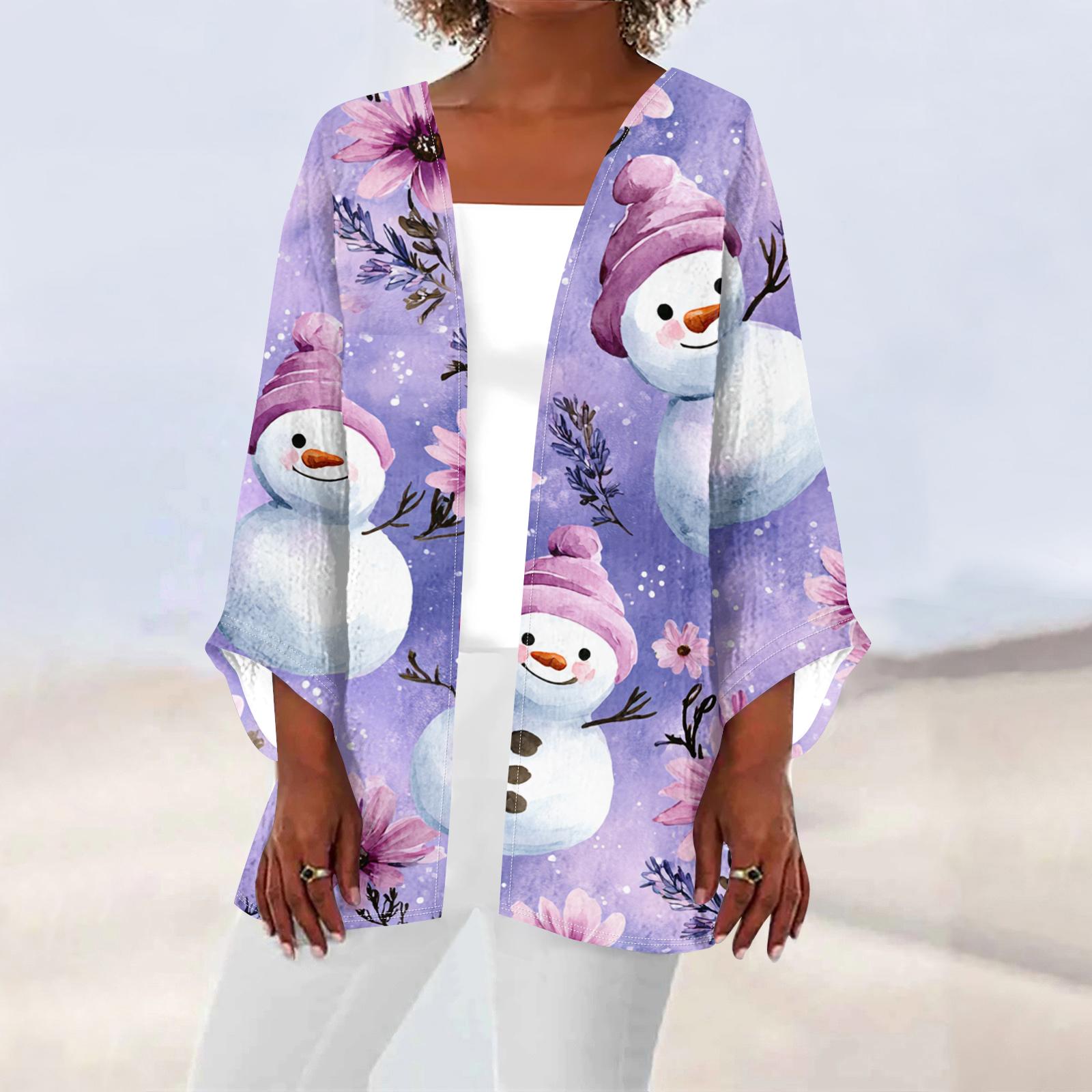 

Женский повседневный и модный кардиган-куртка средней длины, легкий, с рождественским принтом XL