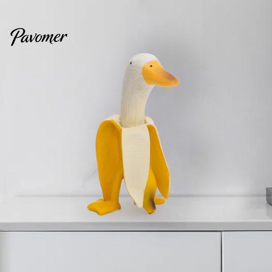 Creatief Huisornament Banaan Eend Beeldje, Hars Beeldhouwwerk, Nieuwigheid Kunst Klein Tuinbeeld Beeldje, Grappig Bureau voor Kantoor Tafelblad Decoratie Beeldje