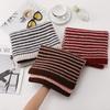 Customized atmosphere striped knitted scarf women's winter warm thickened premium wool cold neck protection scarf