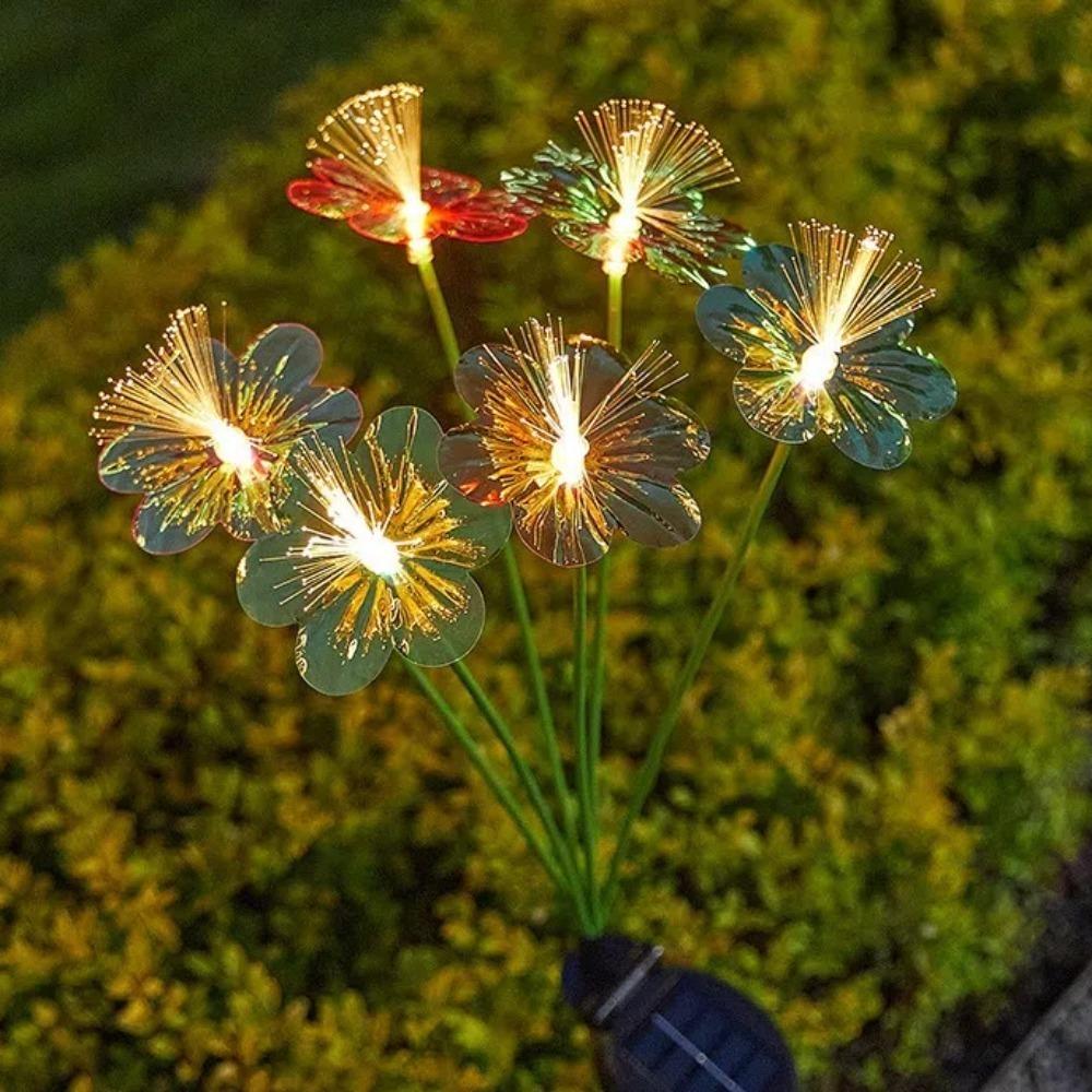 Waterproof Solar Fiber Optic Flower Fiber Optic 6 Heads Solar Garden Lights Simulation Flower Lawn Night Lights Wedding Party