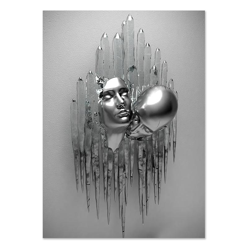 

Металлическая Фигура Статуя Романтическое Настенное Искусство Абстрактная Картина на Холсте Любители Скульптуры Плакаты Печатает Картины Гостиная Домашний Декор 30X40cm No Frame