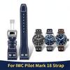 20mm 21mm 22mm High Quality Genuine Leather Rivets Watchband for IWC Big PILOT Spitfire Watch Cowhide Black Brown Blue Wristband