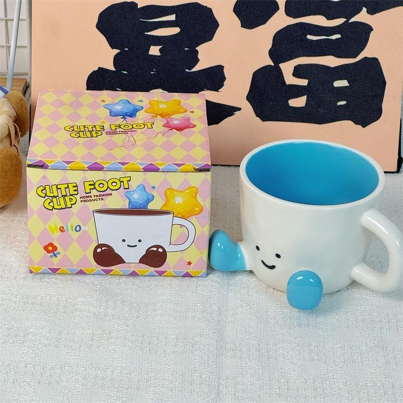 Cute Foot Ceramic Cup Cartoon Coffee Mug Creative Drink Water Cup Breakfast Milk Cup for Friend Festival Gift Home Decoration