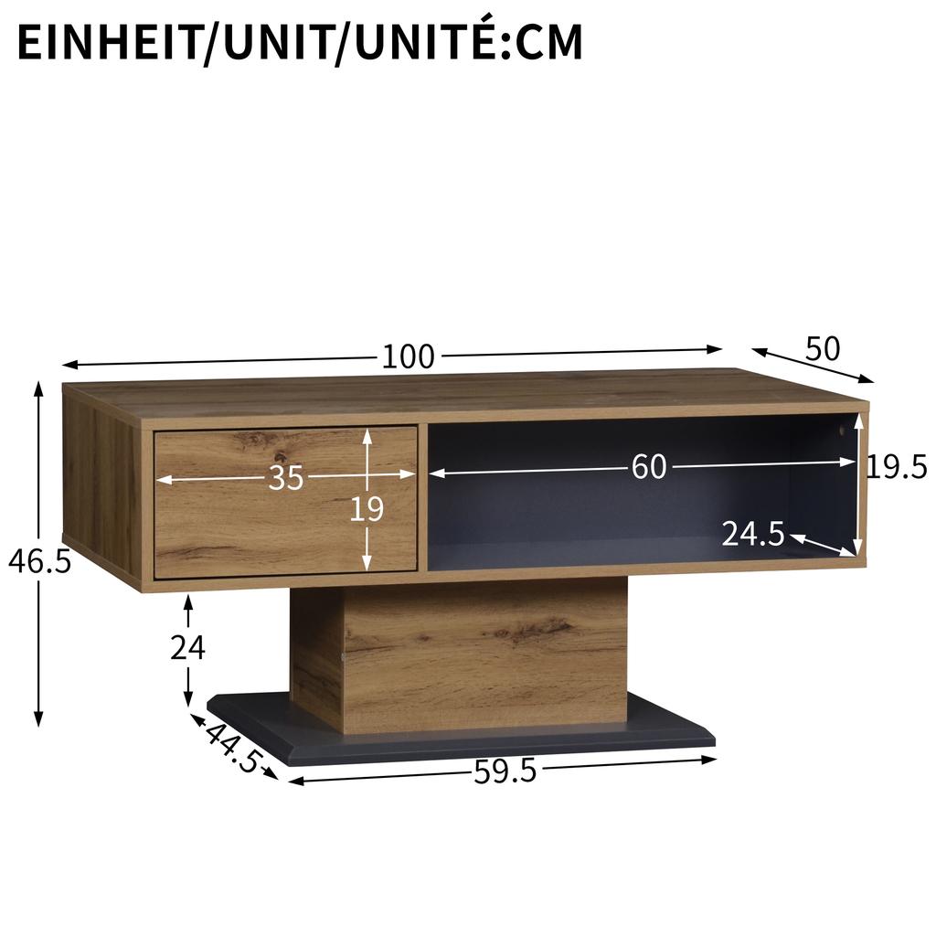 Modern Coffee Table with Double-Sided Storage, Large Compartment and Additional Interior Compartment – Versatile Living Room Table