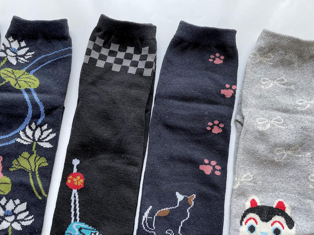 Cotton Blend Tabi Socks with Japanese Cute and Summer Short Sneaker Size B12 Women's Patterns, Stylish, Socks, 10-Pair Set,