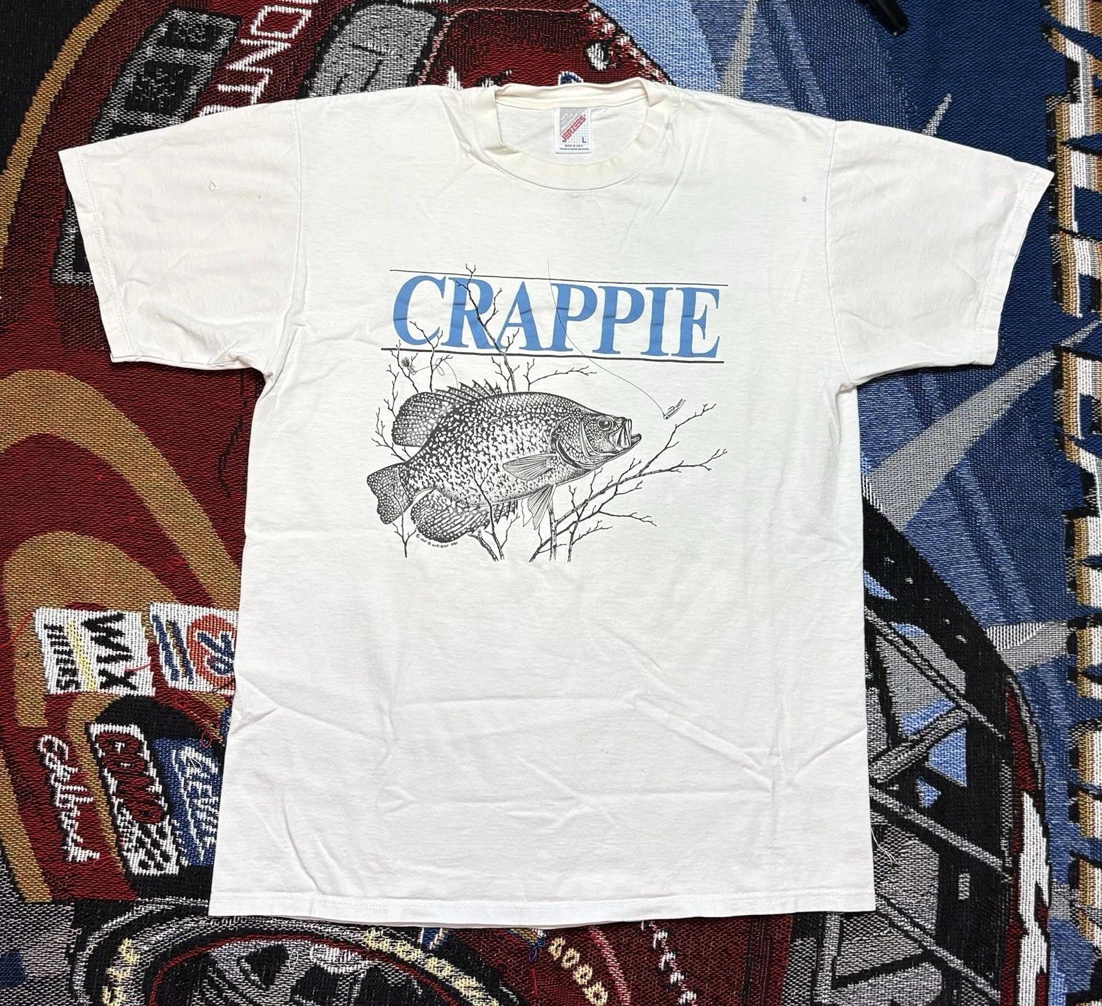 Vintage Crappie Fish Shirt Fishing Tee 90s Jerzees Mens Large S