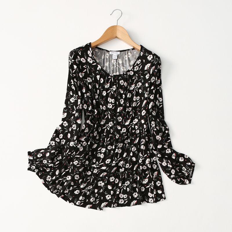 

Foreign Trade Original Order Loose Print Long Sleeves Cotton Silk Shirt Artificial Cotton Tops Doll Shirt Summer Plus Size Women s Clothing Black Print Euro-M