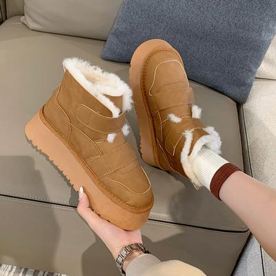 Fur Platform Flats Ankle Women Boots Winter Warm Shoes 2025 Brand Trend New Short Plush Gladiator Sneaker Travel Botas Mujer
