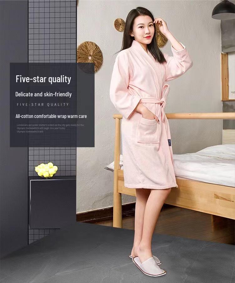 Unisex Long Pure Cotton Terry Bathrobe – Absorbent, Quick-Dry, Thickened for Men and Women.