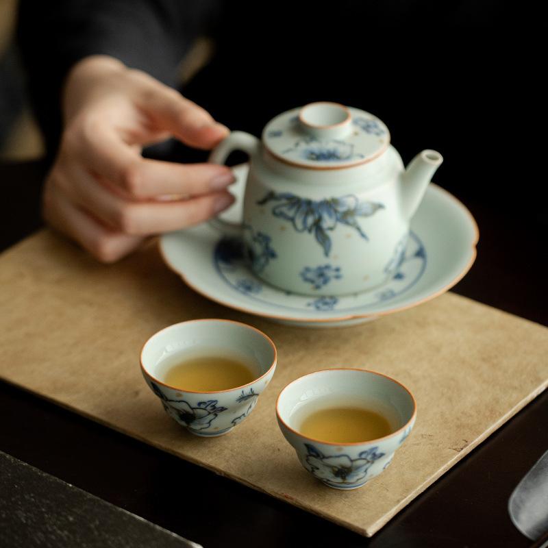 Hand-painted Underglaze Teacups Chinese Kung Fu Tea Set Retro Vintage Master Cups Houesehold Teaware Tasting Mugs Tea Ceremony