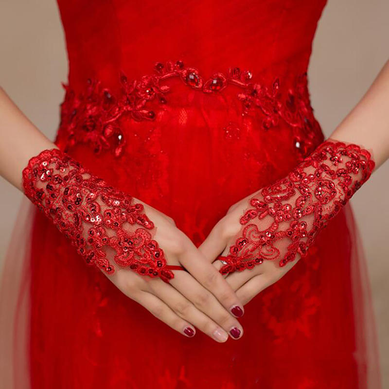 Temperament Short Wrist Lace Appliques Bridal Gloves Fingerless Bridal Glove Wedding Accessories for Bride
