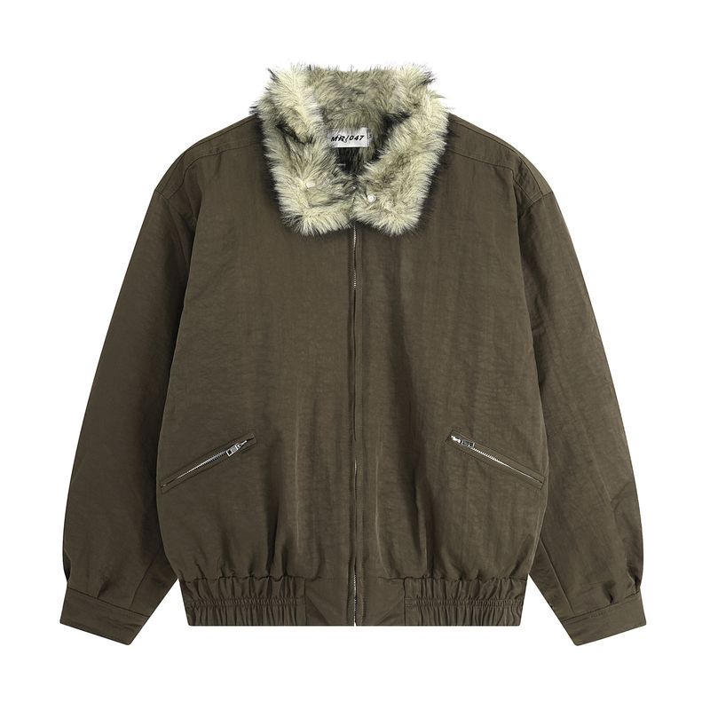 Kisko Winter American-Style Bomber Jacket with Quilted Stand Collar for Men and Women, High-End Silhouette Trendy Brand Coat