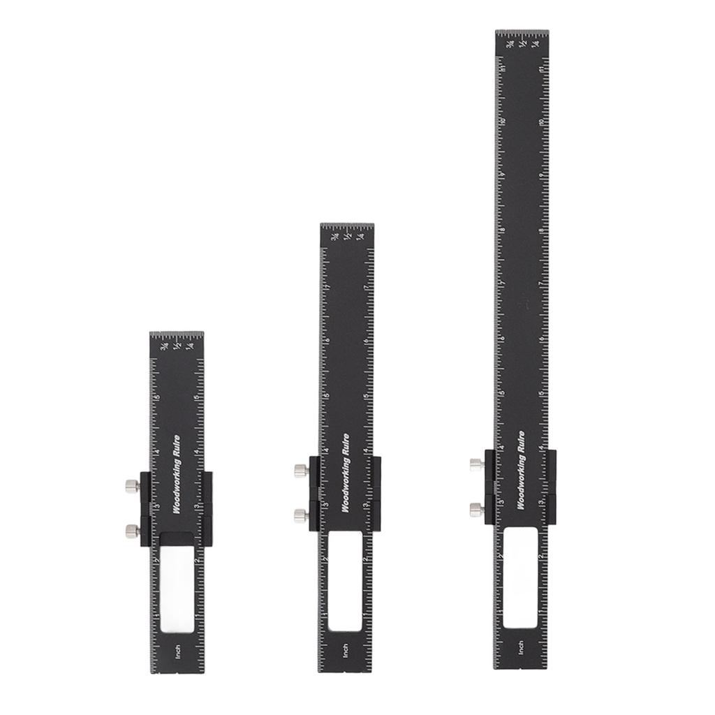 3 Pcs Woodworking Ruler Set Aluminium Alloy T Type Scribing Marking Measuring Ruler with Slide