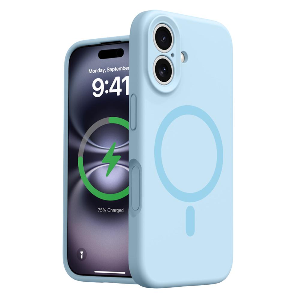 For iPhone 16 Case Compatible with MagSafe Precise Cutouts Liquid Silicone+PC Phone Cover