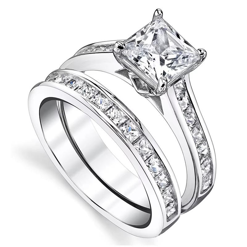 

Huitan Opulent 2Pcs Rings Set with Sparkling Cubic Zirconia Charm Eternal Wedding Bridal Zircon for Women Exquisite Accessories 6
