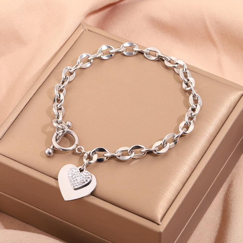 Korean Fashion Titanium Steel Diamond Inlaid Women's Luxury Bracelet