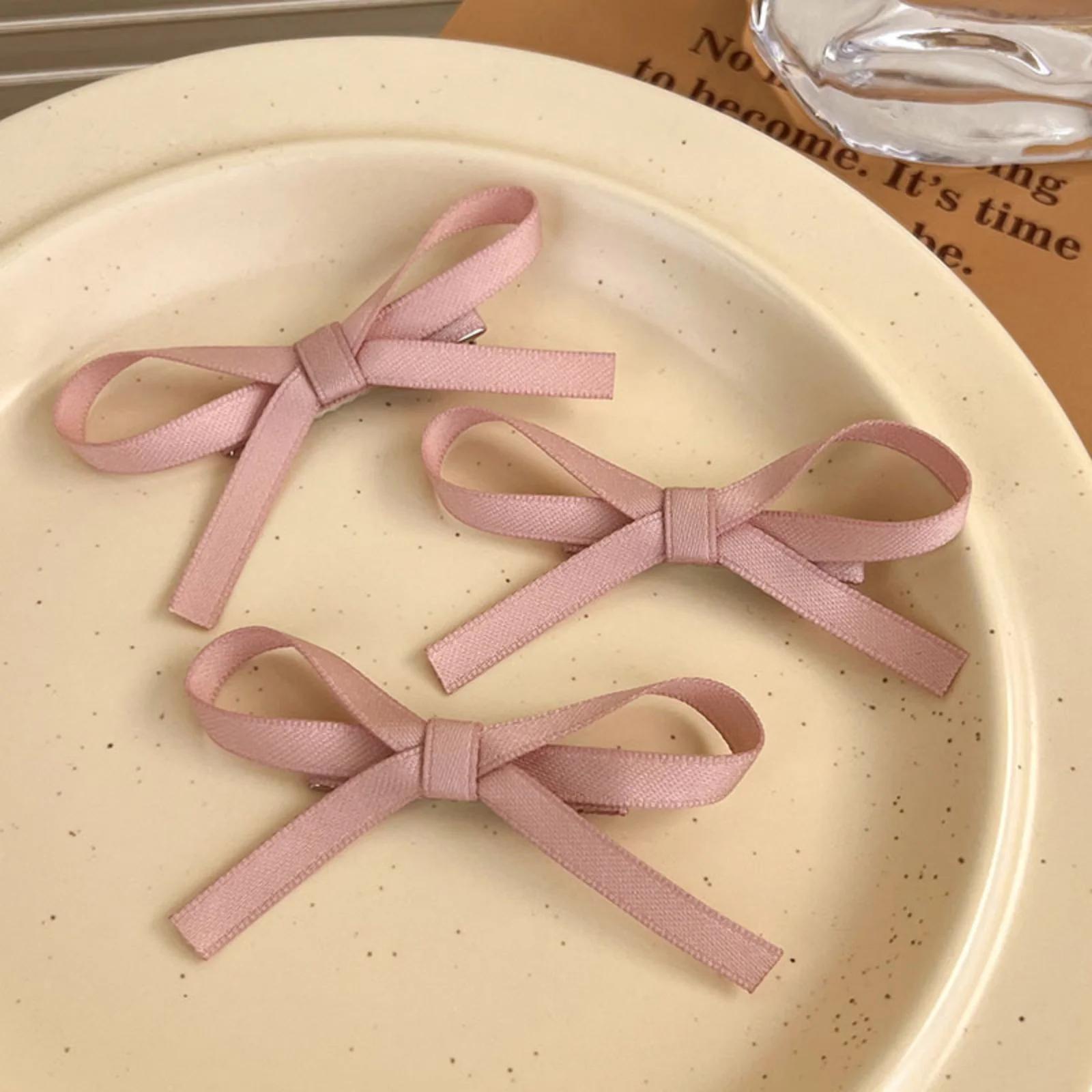 

3PCS One Piece Clip Sweet & Spicy Vibe Ribbon Small Ribbon Braided Hair Clip Princess Hair Style Headdress Clip