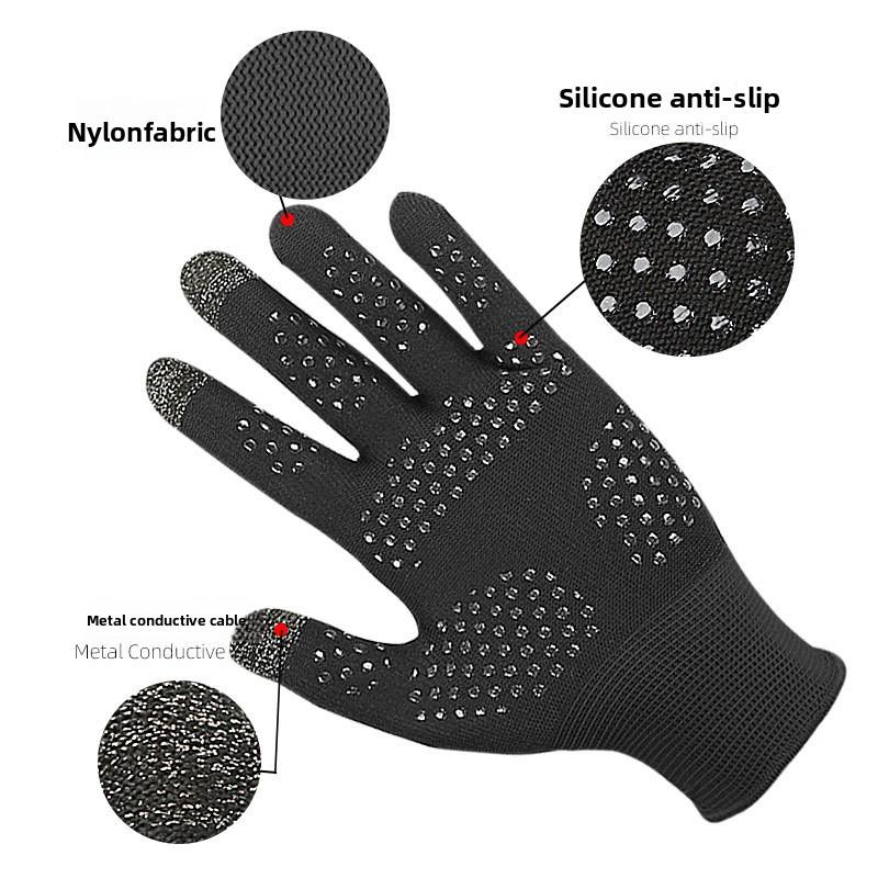 Vår og høst Tynne Utendørs Sport Sykling Håndflate Silikon Sklisikker Tre-finger Berøringsskjerm Pustende Nylonhansker