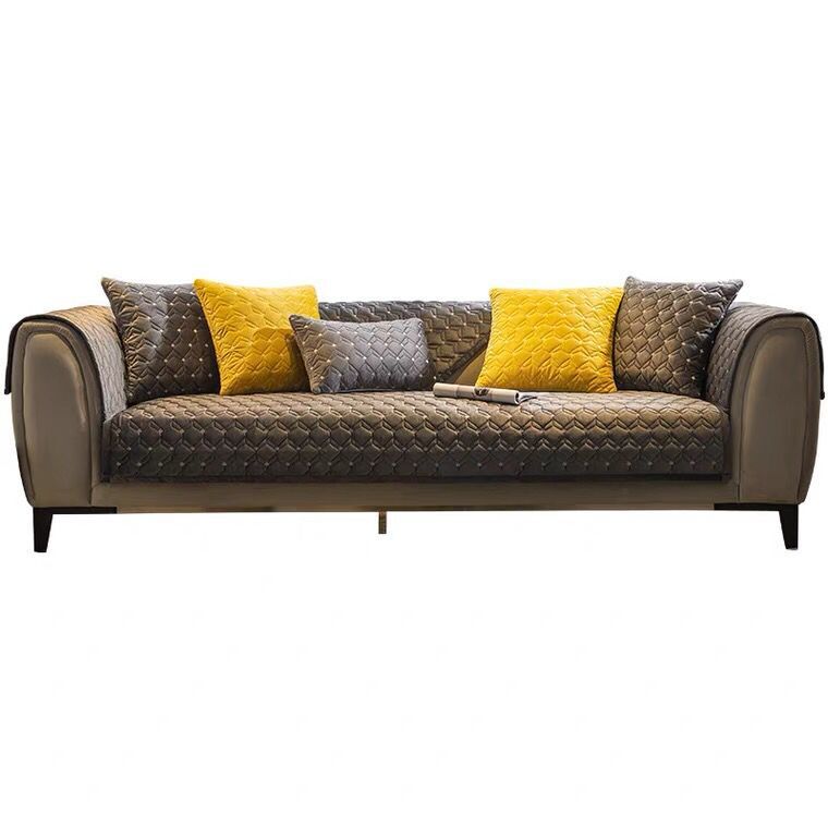 Moderne lys luksus sofa pute stoff massivt tre Sklisikker ensfarge brodert skinn Sofa trekk Pute