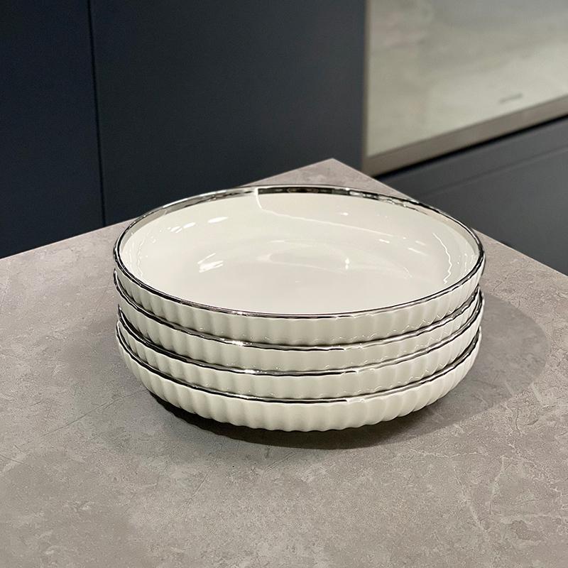 Ceramic Dinner Plate Creative Platter Western Food Large Disc Salad Breakfast Dishes Pasta Sushi Plate Kitchen Tableware Cutlery
