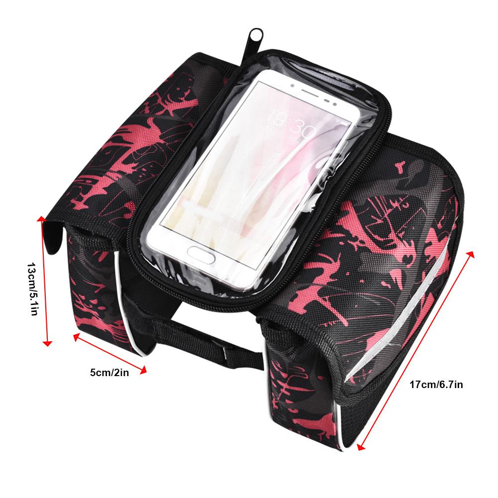 Bike Front Tube Bag Waterproof Touchable Cellphone Pouch Bicycle Accessory (Red)