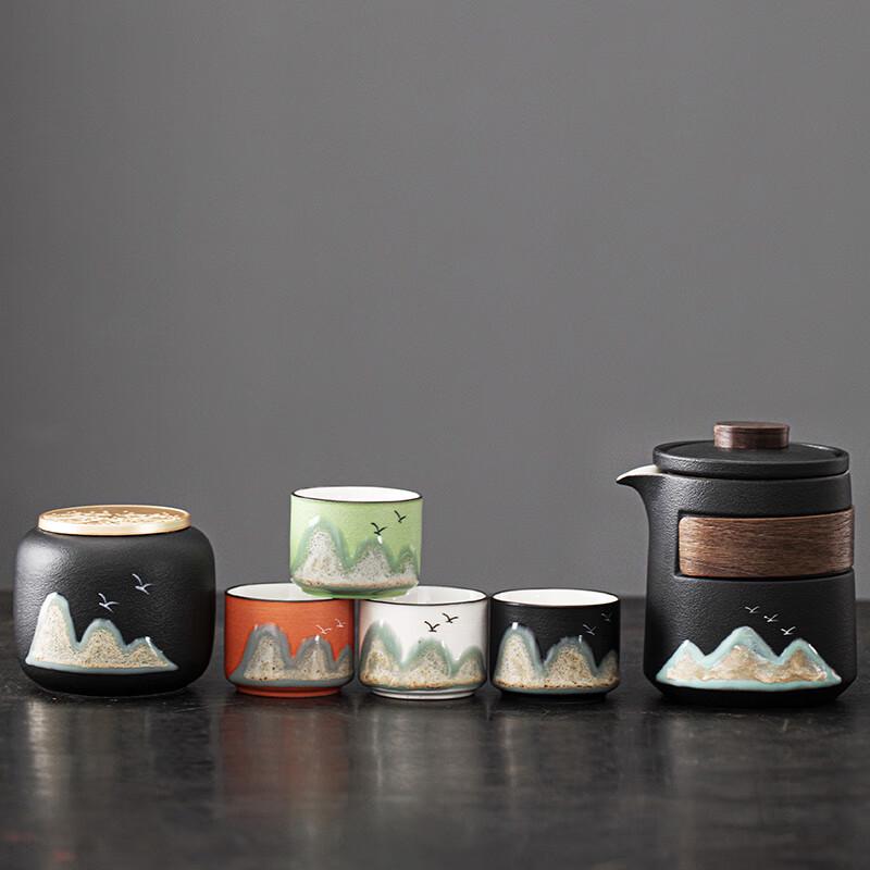 Lainuo Mountains and Rivers Coarse Pottery Tea Set