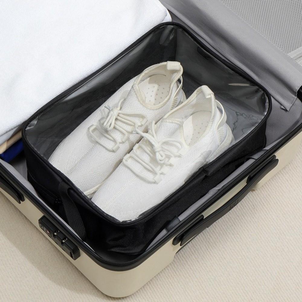Portable Shoe Storage Bag Transparent Window Dustproof Shoe Organizer Pouch Breathable Zipper Closure Footwear Bag