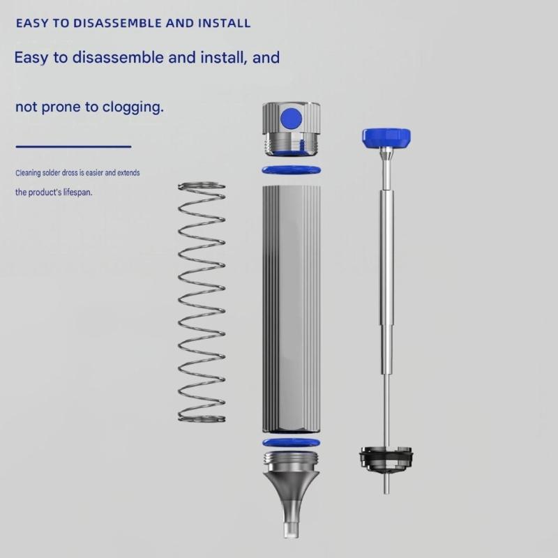 Solder Sucker Tool with Aluminum Body Spring Plunger and One Hand Release for Circuit Board Desoldering Electronics Repair and DIY Solder Work