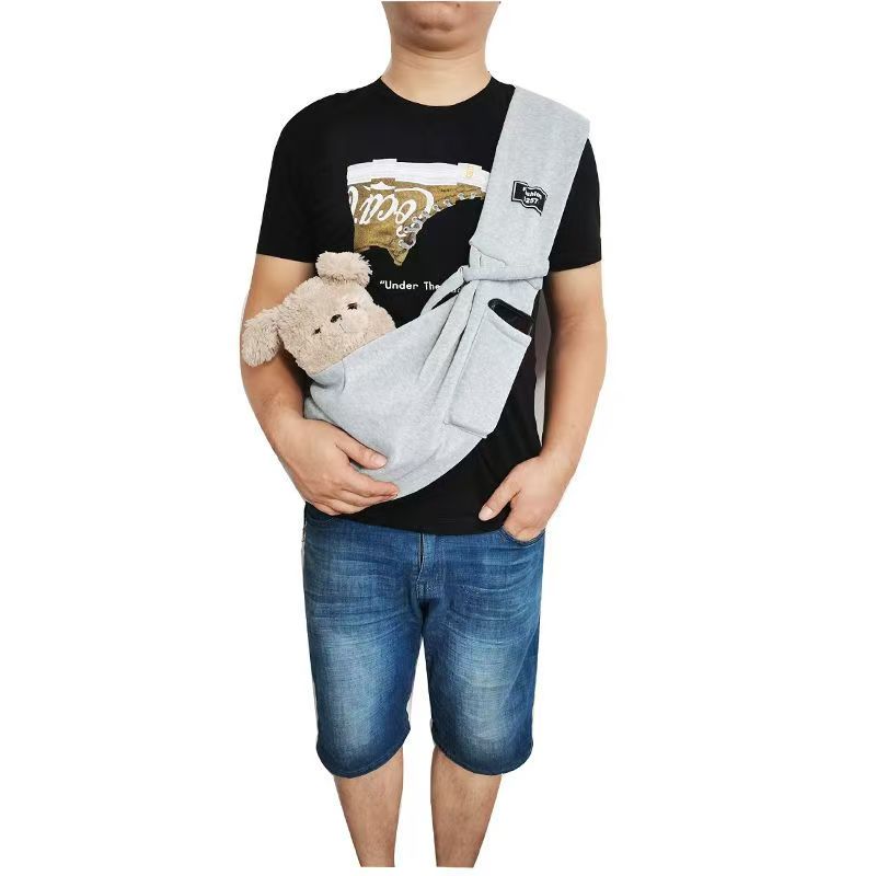 

Pet messenger bag backpack canvas bag one shoulder go out portable teddy Bigbear Pomeranian cat dog cat bag pet backpack сірий