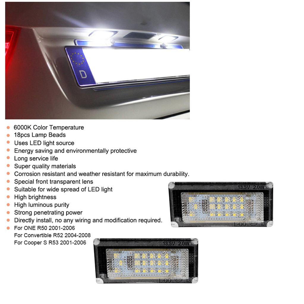 1 Paar 6000K 18 LEDs Kennzeichenbeleuchtung für ONE R50 20012006