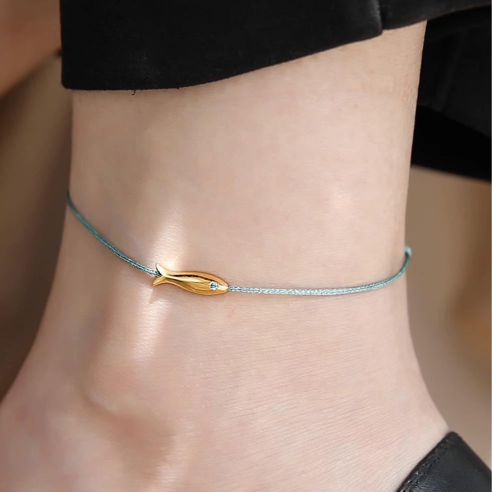 Luck Koi Anklet: Delicate Fish Woven Foot Rope for Summer 2024