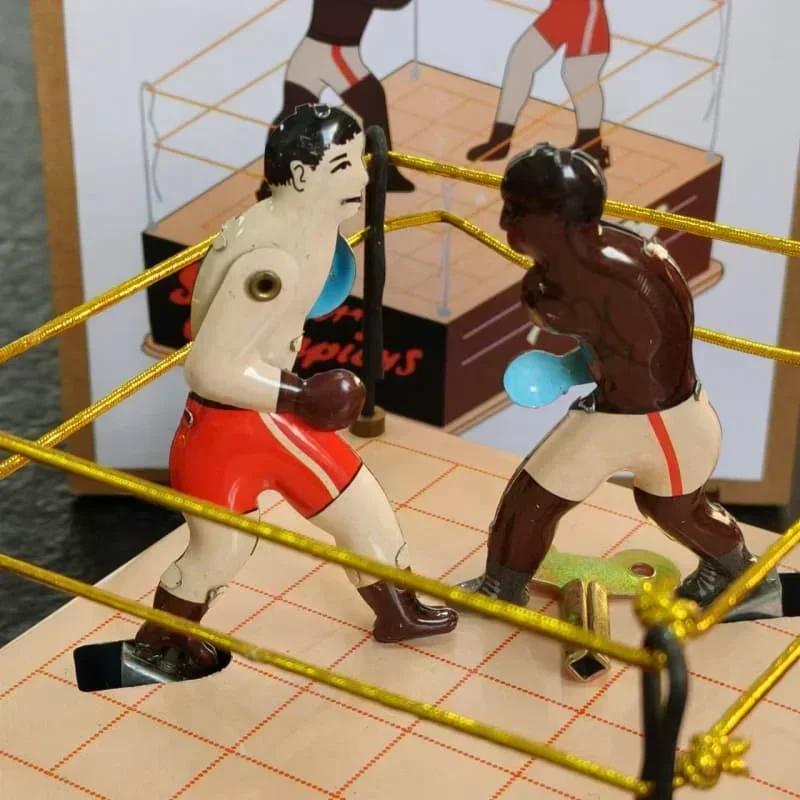 

Wind up toy Adult Collection Retro Metal Tin arena champions boxer Boxing ring figure game Mechanical Clockwork birthday gift A