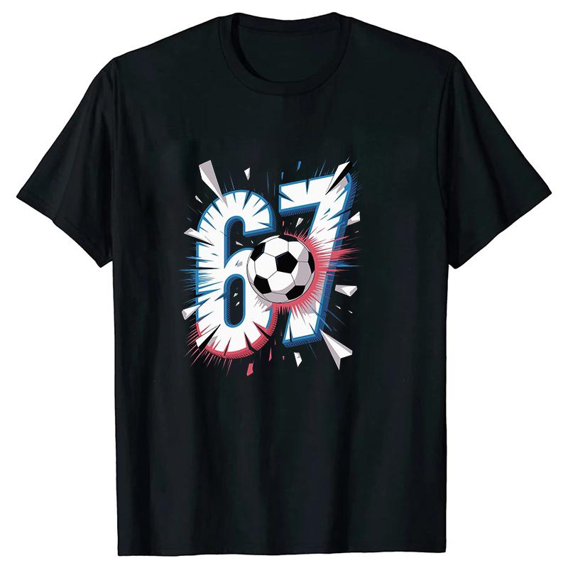 Six Seven Women Unisex Soccer TShirts Short Sleeves Harajuku Style Unisex Tee Summer Trend Large Size Round Neck Couple Top Shirt