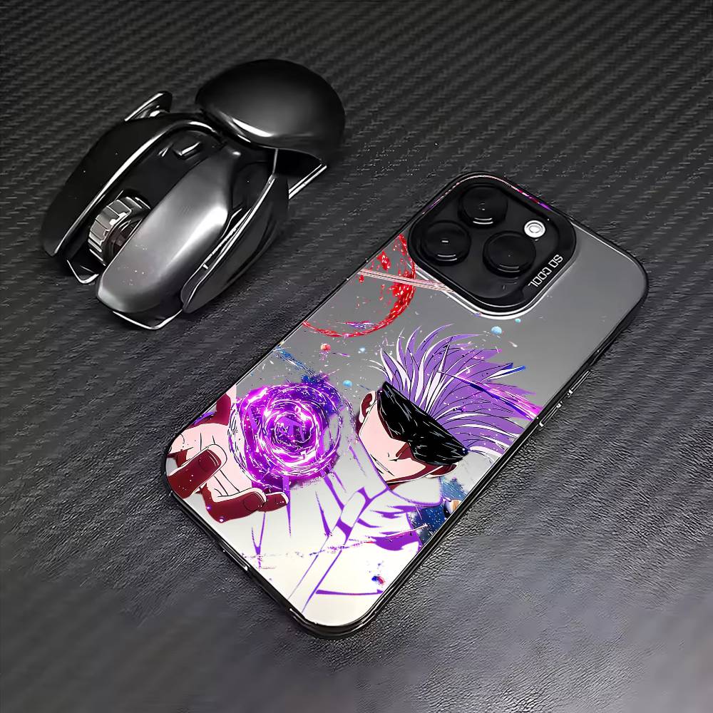 Jujutsu Kaisen Gojo Satoru Phone Case For iPhone17,16,15,14,13,12,11 Plus,Pro Max Colored Silver Plated Inside Cover