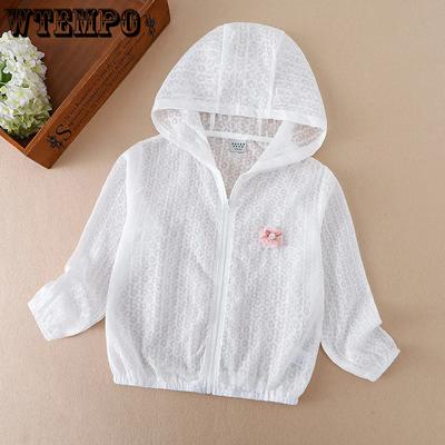 Girls' Outerwear Summer Children's Sun Protection Clothes Thin Hollowed Out Baby Hooded Top