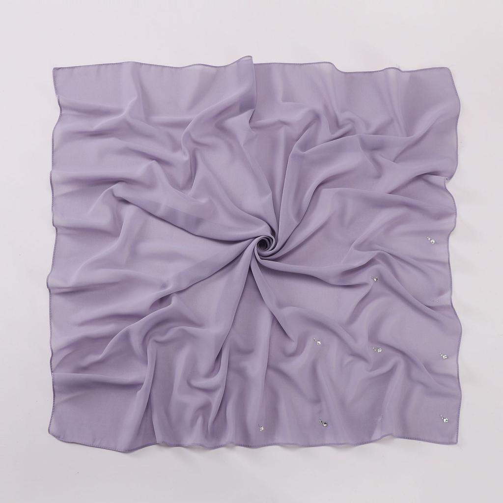 New Arrival Pearl Chiffon Drop-Shaped Rhinestone Square Scarf, High-Quality Hijab for Malaysian Malay Women
