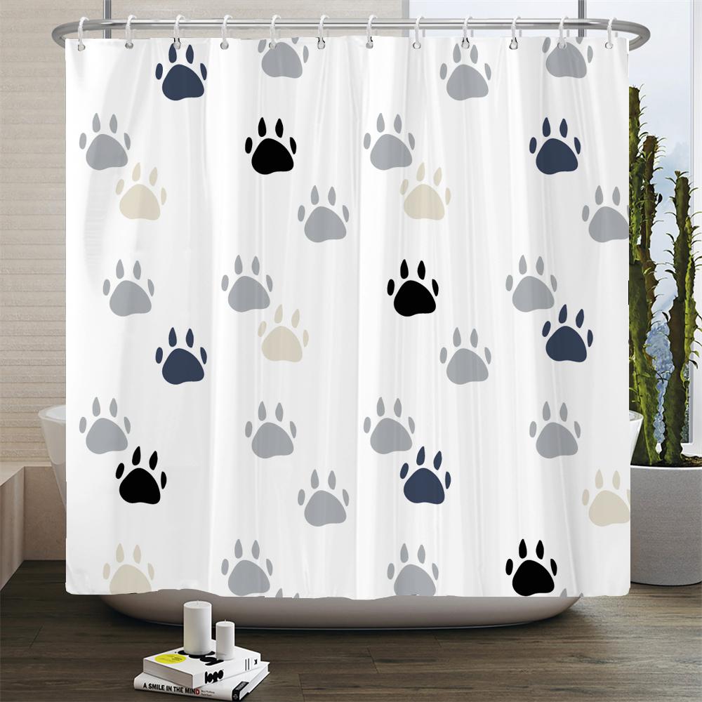 Cat Printed Shower Curtain Cartoon Animal Bath Curtains Bathroom For Bathtub Bathing Cover Shower Curtains with 12 Pcs Hooks