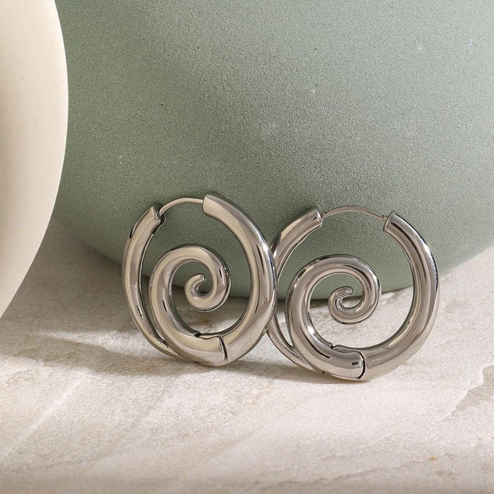 Exquisite Jewelry Party Gift Stainless Steel Stud Earring New Spiral Hoop Earrings