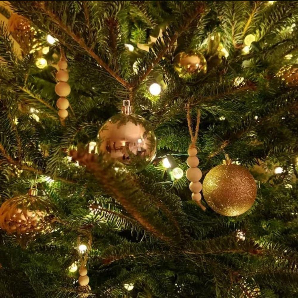 3pcs Decorative Christmas Tree Wooden Beaded String Handcrafted Christmas Tree Pendant  Kids