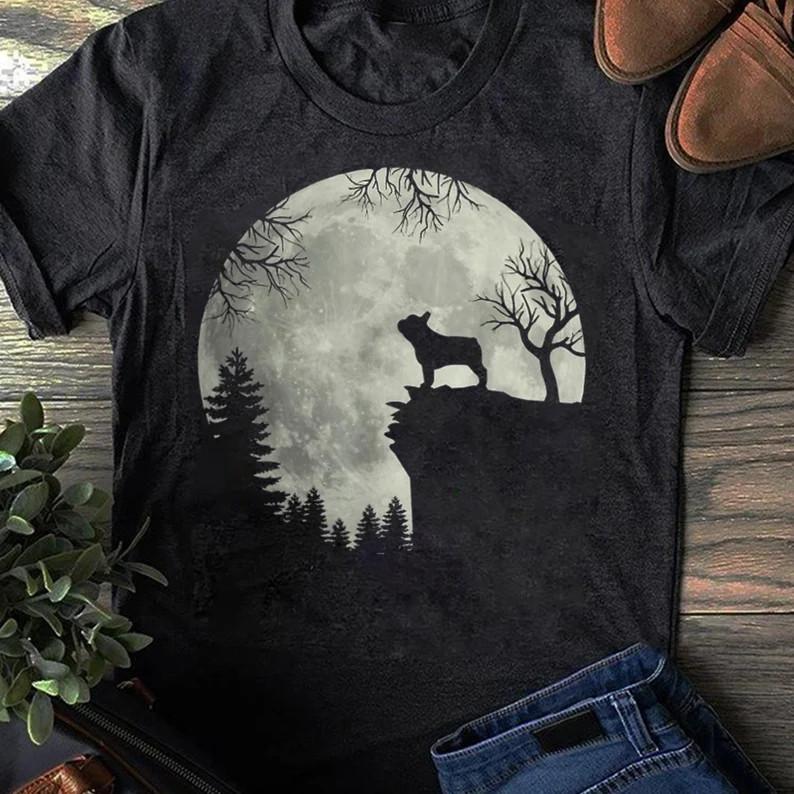 French Bulldog Moon T-Shirt Halloween Costume Dog Lover Gift L