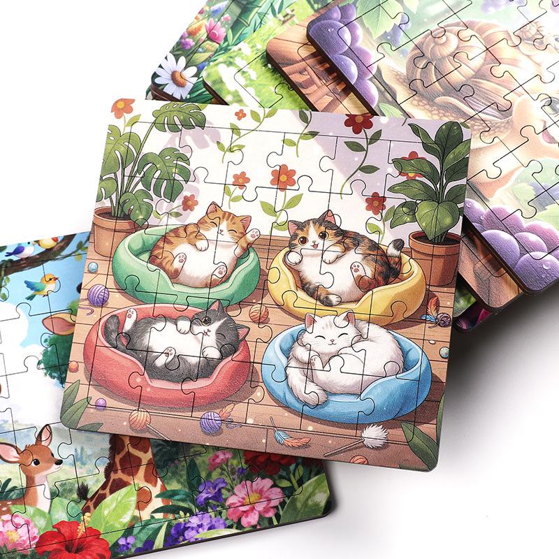 Animal Series 2D Wooden Jigsaw Puzzle - Educational Anime Cartoon Gift for Children