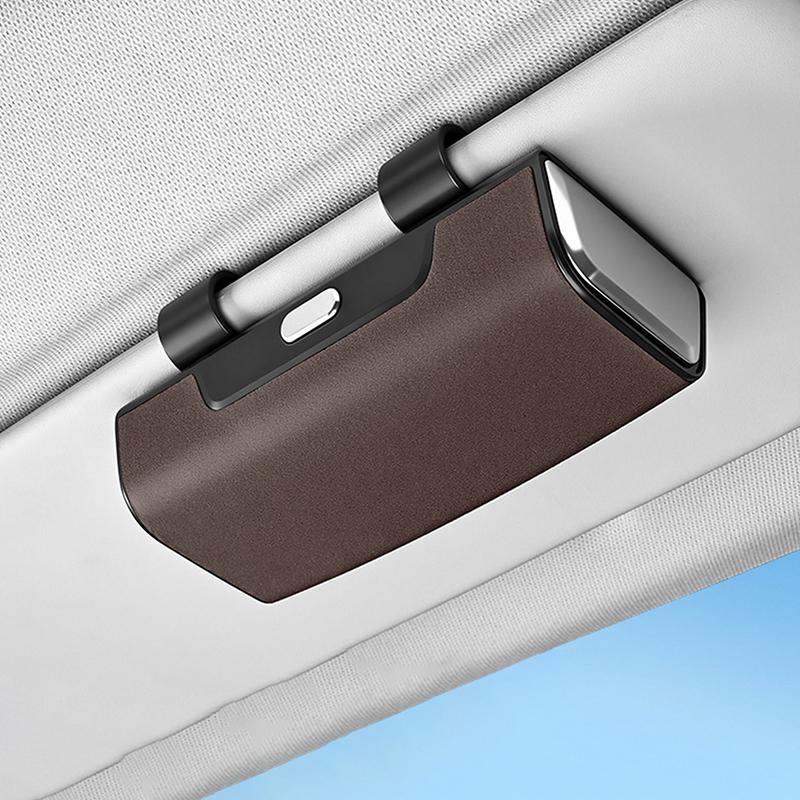 Car Sun Visor Sunglasses Case, Clip-On Magnetic Glasses Holder for Auto Interior Storage