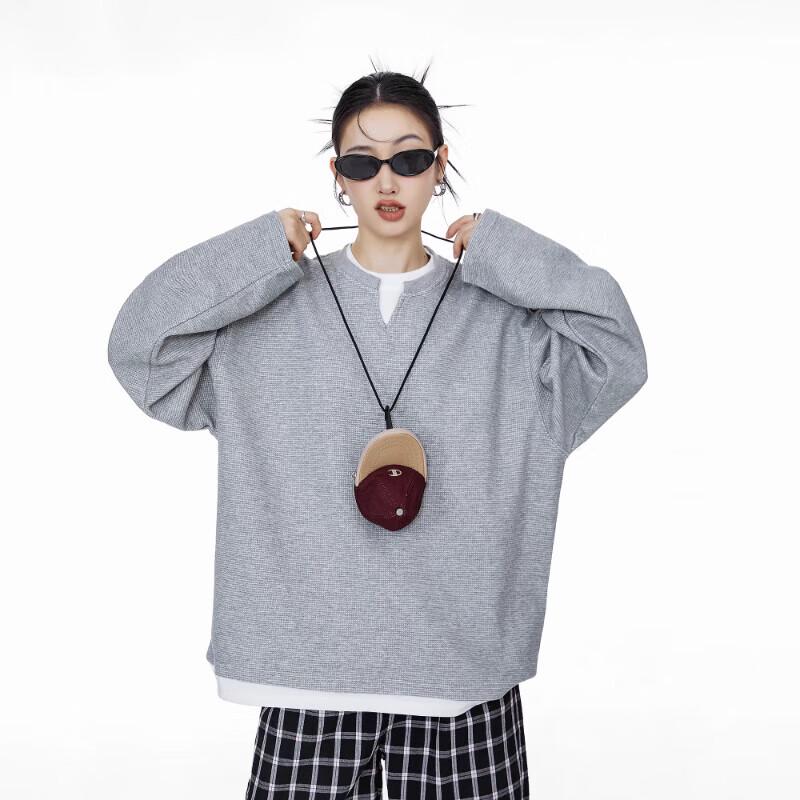 

ICH MODE Women s Waffle Knit Long Sleeve Henley Pullover Sweatshirt