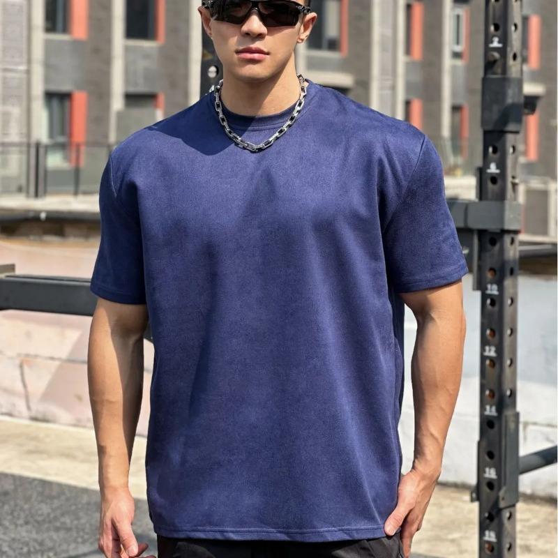 Summer Men's Solid Color Crew Neck Loose Short Sleeve T Shirt