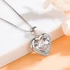 925 Sterling Silver  New Women's Fashion Jewelry High Quality Crystal Zircon Hollow Heart Pendant Necklace Length 45CM